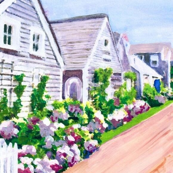 Nantucket Watercolor Hydrangeas Art Print - Picture 2 of 4